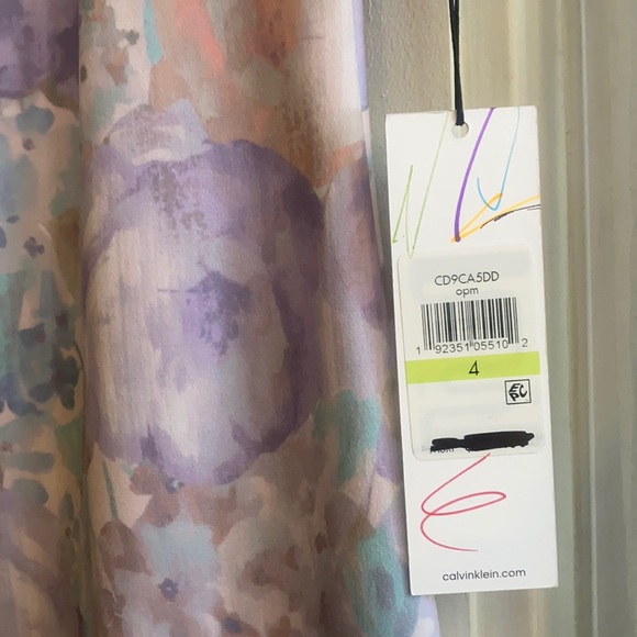 Calvin Klein Pastel Floral Flutter-Sleeve Dress - Picture 15 of 15